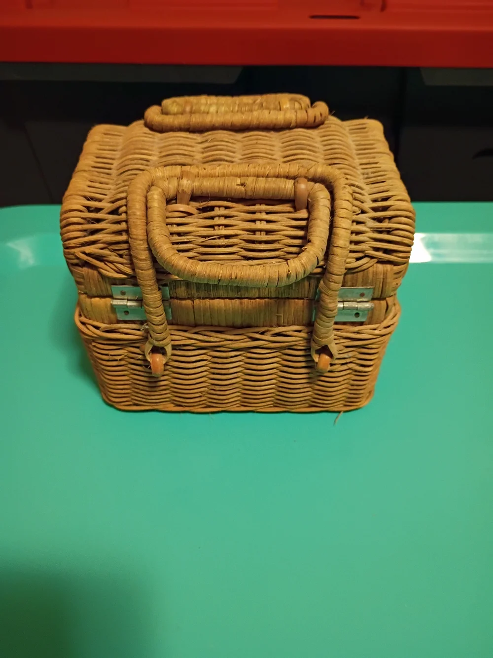 Woven Rattan Small Basket with Handle - Natural Brown
